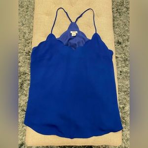 J. Crew scalloped spaghetti strap blouse. Royal blue.